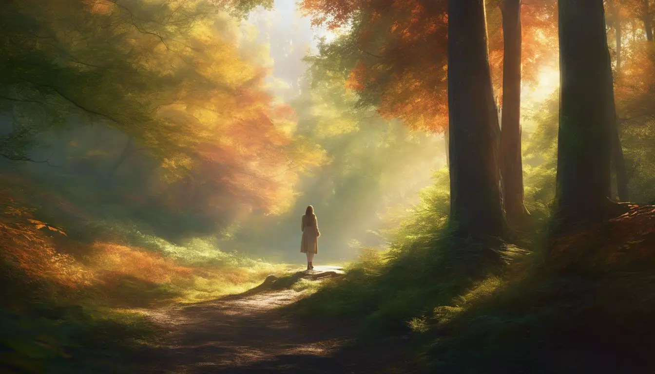 L'immagine di una persona che cammina attraverso una foresta.